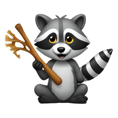 Raccoon holding fishbone sticker