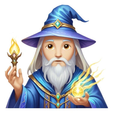 A luminescent enchanted Wizard, his ethereal presence shimmering with otherworldly energy, each detail radiating with mystical power and ancient wisdom. The image is vivid and captivating, drawing viewers into a mesmerizing realm of fantasy and magic. sticker