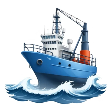 Russian marine geology vessel lowering sampling equipment into stormy ocean waves sticker
