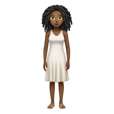 Tan girl with black locs dark white dress full body sticker