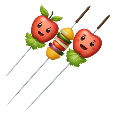 minimalist iOS style Apple emoji of a skewer of meat and vegetables sticker