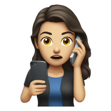 Brunette angry Woman talking on cell phone sticker