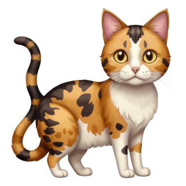 full body anxious looking colourful light calico tabby cat with hazel eyes and very patchy calico fur sticker