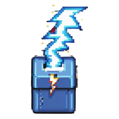 2d power up box with lightning bolt sticker