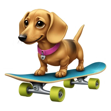 Blonde weenie dog on skateboard  sticker