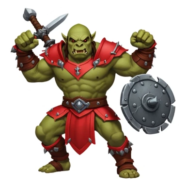 2 orcs with red armor in battle pose sticker