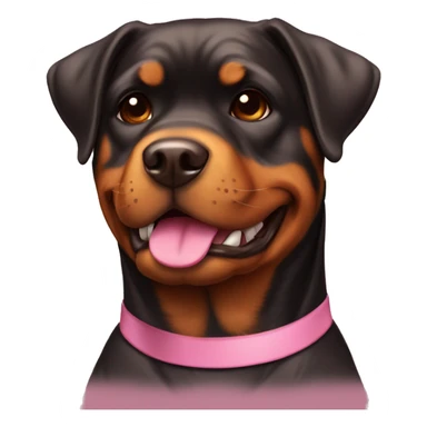 Brown and white rottweiler with pink bow smiling sticker