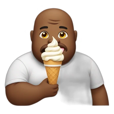 Fat man eating ice cream sticker