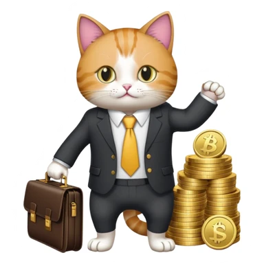 Cat making profits with memecoins sticker