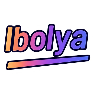 Ibolya name in modern colorful gradient font with dark outline, dynamic slanted or partial underline, transparent background, in the style of reference patterns sticker