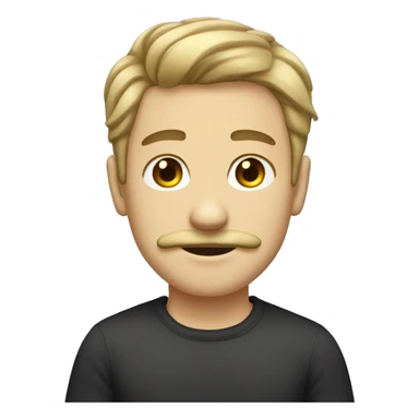 dark blonde boy, mustache, chin hair, middle part,  sticker