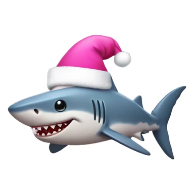 pink shark with christmas hat sticker