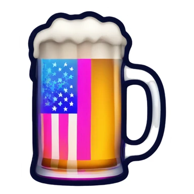 Create a flag with glass of beer, but in bright, neon colors sticker