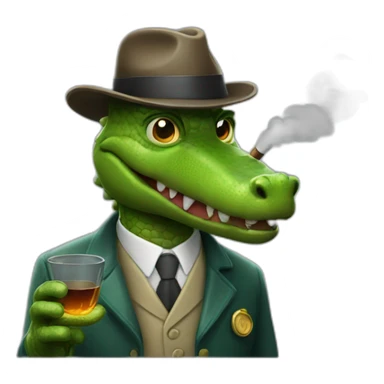 detective aligator smoking pipe sticker