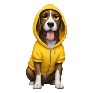Dog wear yellow hoodie walk sticker