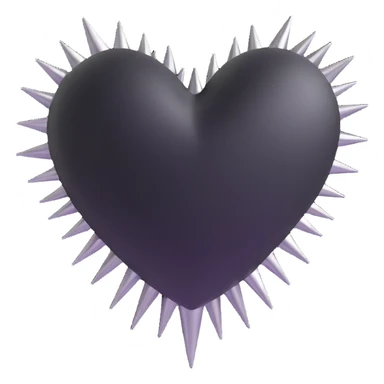 3D style black heart with metallic spikes, gothic vibe, dark and elegant sticker