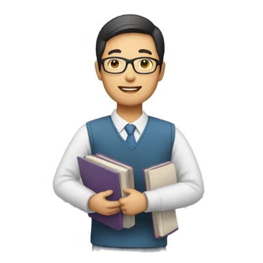 asian teacher holding books sticker