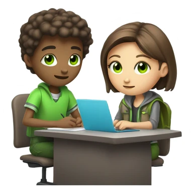 A human next to an alien in school working together sticker