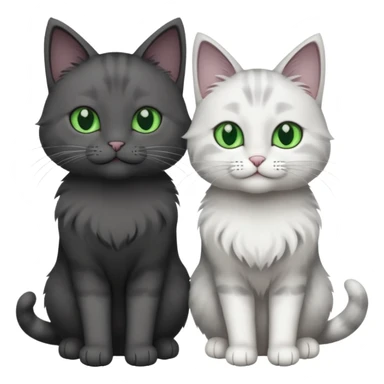 2 different coloured grey cats including one dark grey and white cat and one completely solid dark grey cat with green eyes and only white paws sticker