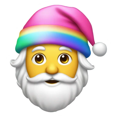 Santa with pink Christmas hat and rainbow on the background  sticker