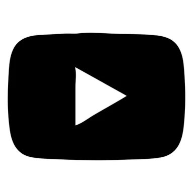 Miniature YouTube logo with play button inside rounded rectangle, simple and clean design sticker