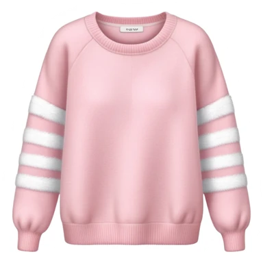Powder pink cozy cashmere top with white stripe sticker