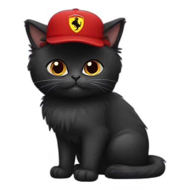 Black persian cat with red Ferrari cap  sticker