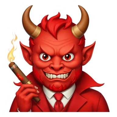 Diablito de cara roja con un cigarro sticker