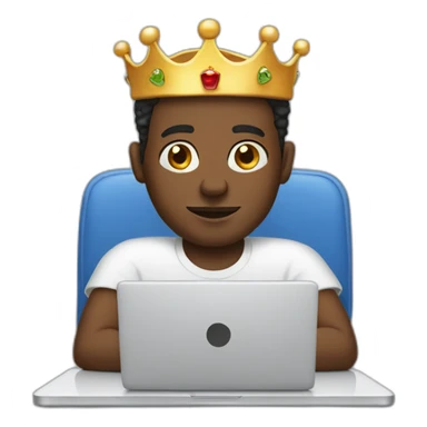 black man behind laptop wearing a crown sticker