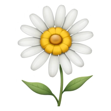 a single daisy flower with white petals and yellow center, simple and cheerful sticker