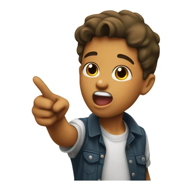 boy pointing wboy pointth open mouthng with close mouth sticker