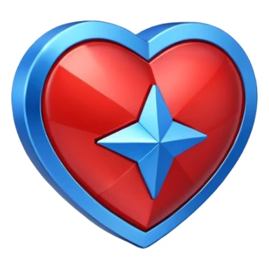 A geometric red 3D heart with a geometric blue star inside sticker