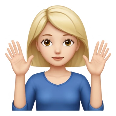Girl with two hands in front out palms facing upwards and hands in front of her LOWER and her left hand slightly lower than her right hand and hands should face more towards the viewer sticker