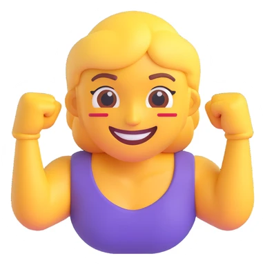 motivational emoji working hard, flexing arm, confident smile, action lines sticker