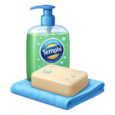 Soap, washcloth and shampoo sticker