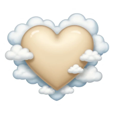 Soft beige heart with clouds sticker