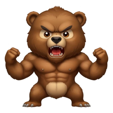 angry bear body sticker