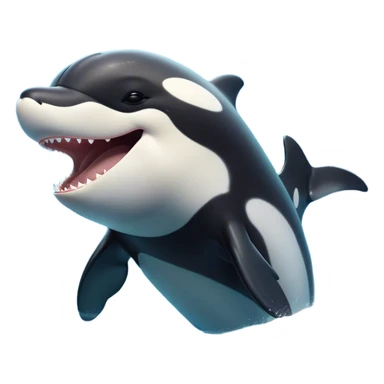 Cinematic Cute Yawning orca Portrait Emoji, Head tilted slightly with a dramatic, wide-open yawn, showcasing a sleek black-and-white body with gently relaxed fins and sleepy, half-closed eyes, Simplified yet irresistibly adorable features, highly detailed, glowing with a soft, cozy marine glow, high shine, relaxed yet expressive, stylized with a dash of whimsical deep-sea charm, soft glowing outline, capturing the essence of a drowsy yet affectionate orca that appears ready to stretch out in the waves for a nap! sticker