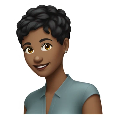 woman short pixie cut black hair smiling sticker