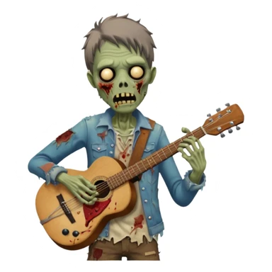 zombie playing guitar sticker