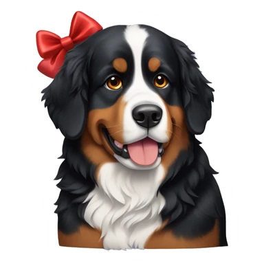 Bernese mountain dog with a red bow sticker