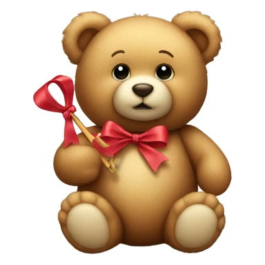Teddy bear holding bow sticker