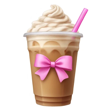 iced latte with a pink bow on straw sticker