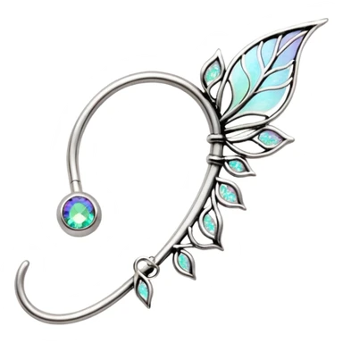 Elvish fae shiny sparkly iridescent translucent diaphanous ear climber ear cuff sticker