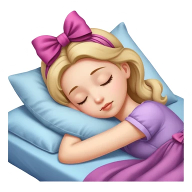 bow and girl sleeping on bed  sticker