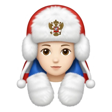 white ushanka hat with Russian flag, winter ear flap hat sticker