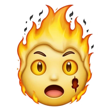 The emoji yellow On fire Scared sticker