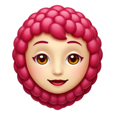 Sexy queer Raspberry emoji, cute and minimalistic style, warm eyes and gentle smile, flat design, soft shapes, clean modern look, highly recognizable at small sizes, centered composition, transparent or solid background, app icon quality. sticker