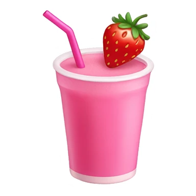 Pink drink with straw and strawberry on rim sticker