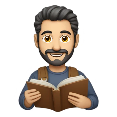 Armenian men reading interesting book and looking at camera and smiling  sticker